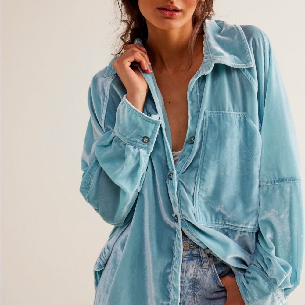We The Free Light Blue Button Down Shirt